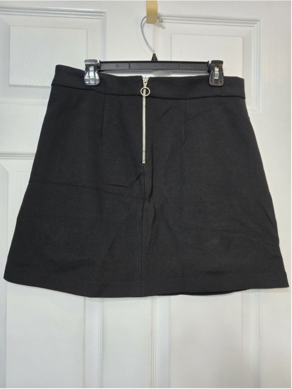 Maeve Anthropologie Black Ponte Knit A-Line Mini Skirt 12 Pocket Zip Back... - Picture 2 of 10